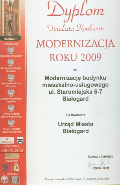 Modernizacja roku 2009 - wyróżniona rewitalizacja starówki