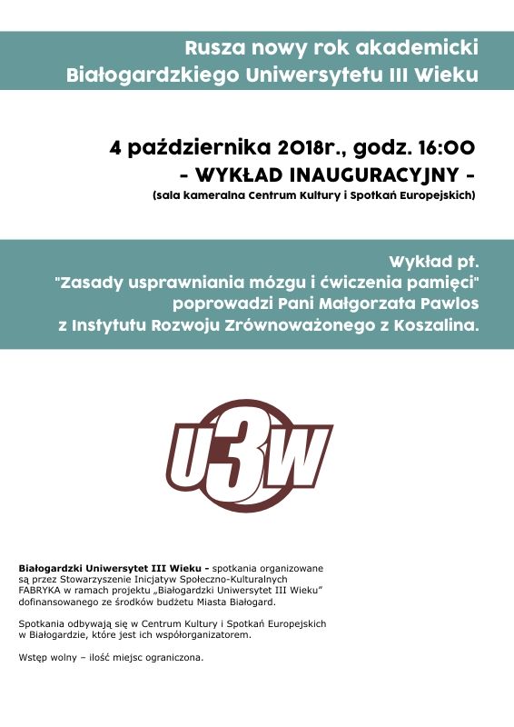 Zobacz: Rusza nowy rok akademicki Białogardzkiego Uniwersytetu III Wieku